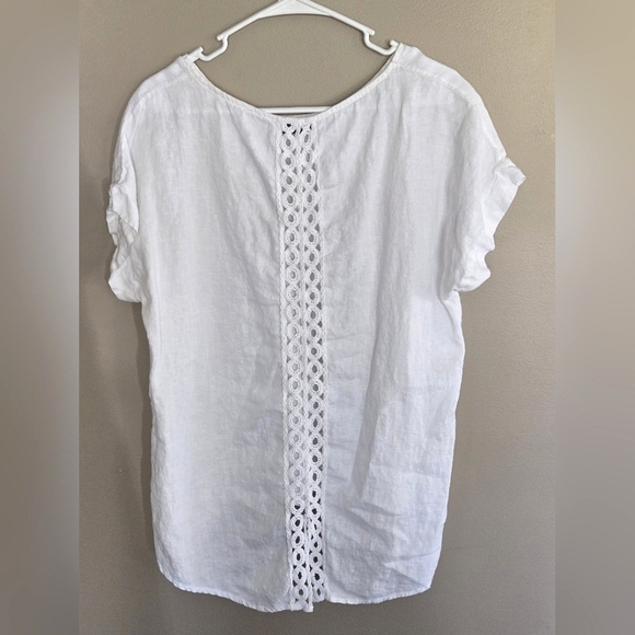 Terzo Millenio 100% Linen Crochet Insert Hi-Lo Tunic, Size Medium - Picture 2 of 4